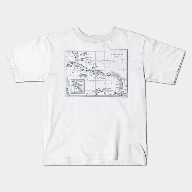 West Indies Map 1893 Kids T-Shirt by goodieg